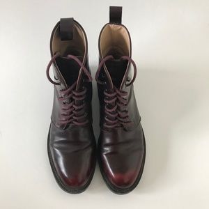AUTHENTIC Zara Burgundy Lace Up Boots SZ 8
